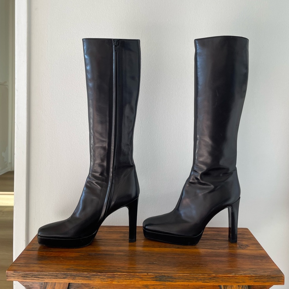 Gucci black knee high leather boots - Size 7